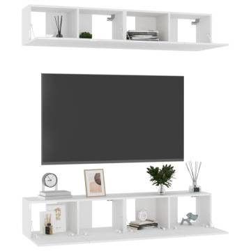 TV Cabinets 4 pcs High Gloss White 80x30x30 cm Engineered Wood