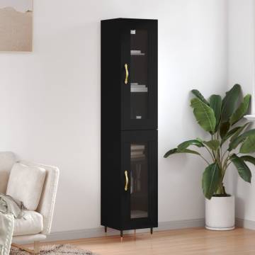 Highboard Black 34.5x34x180 cm Engineered Wood