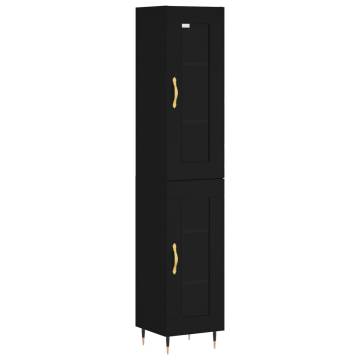 Highboard Black 34.5x34x180 cm Engineered Wood