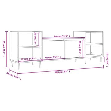 TV Cabinet Smoked Oak 160x35x55 cm Engineered Wood