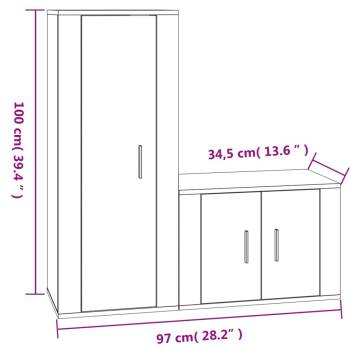 2 Piece TV Cabinet Set Brown Oak Engineered Wood