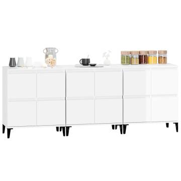 Sideboards 3 pcs High Gloss White 60x35x70 cm Engineered Wood