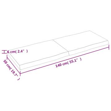 Table Top 140x50x(2-6) cm Untreated Solid Wood Live Edge