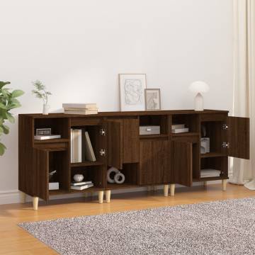 Sideboards 3 pcs Brown Oak 60x35x70 cm Engineered Wood