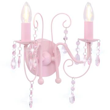 Wall Lamp with Beads Pink 2 x E14 Bulbs