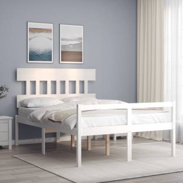 Bed Frame with Headboard White 120x200 cm Solid Wood