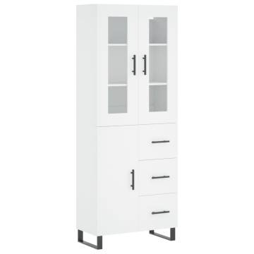 Highboard White 69.5x34x180 cm Engineered Wood