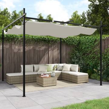 Pergola with Retractable Roof Cream 295x292x230 cm