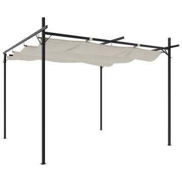 Pergola with Retractable Roof Cream 295x292x230 cm