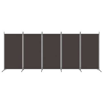 5-Panel Room Divider Brown 433x180 cm Fabric