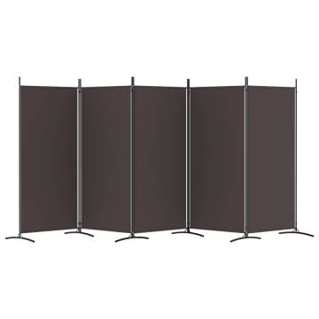 5-Panel Room Divider Brown 433x180 cm Fabric