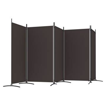 5-Panel Room Divider Brown 433x180 cm Fabric