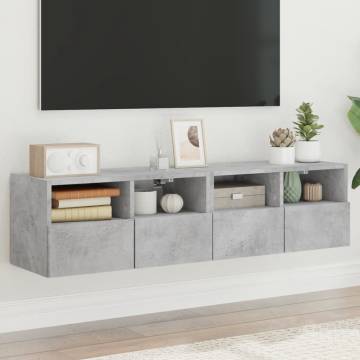 TV Wall Cabinets 2 pcs Concrete Grey 60x30x30 cm Engineered Wood