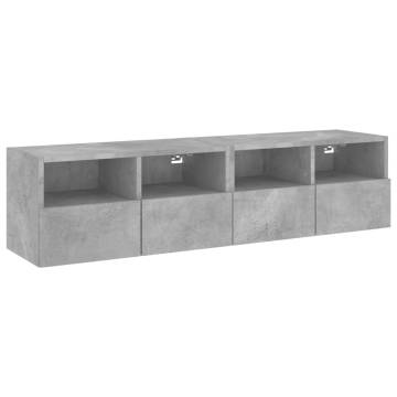 TV Wall Cabinets 2 pcs Concrete Grey 60x30x30 cm Engineered Wood