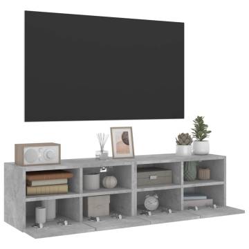 TV Wall Cabinets 2 pcs Concrete Grey 60x30x30 cm Engineered Wood