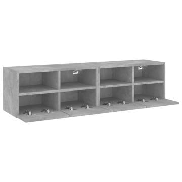 TV Wall Cabinets 2 pcs Concrete Grey 60x30x30 cm Engineered Wood