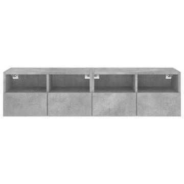 TV Wall Cabinets 2 pcs Concrete Grey 60x30x30 cm Engineered Wood