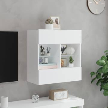 TV Wall Cabinet with LED Lights White 58.5x30x60.5 cm