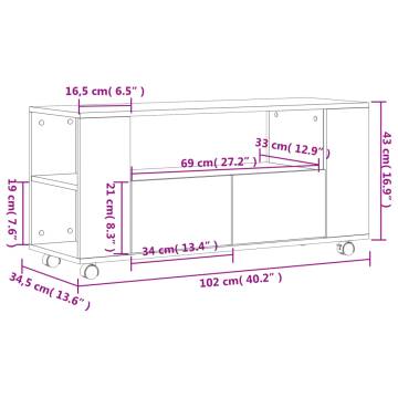 TV Cabinet Smoked Oak 102x34.5x43 cm Engineered Wood