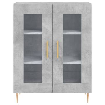 Highboard Concrete Grey 69.5x34x180 cm Engineered Wood