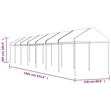 Gazebo with Roof White 15.61x2.28x2.69 m Polyethylene