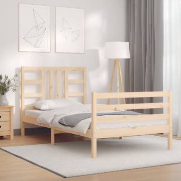 Bed Frame with Headboard Single Solid Wood