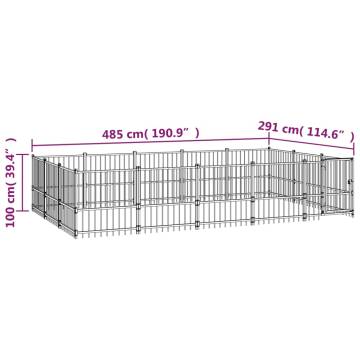 Outdoor Dog Kennel Steel 14.11 m²