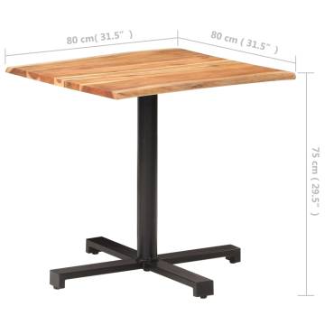 Bistro Table with Live Edges 80x80x75 cm Solid Acacia Wood