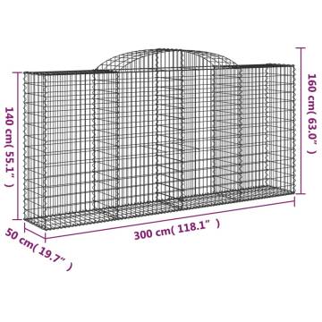 Arched Gabion Baskets 4 pcs 300x50x140/160 cm Galvanised Iron