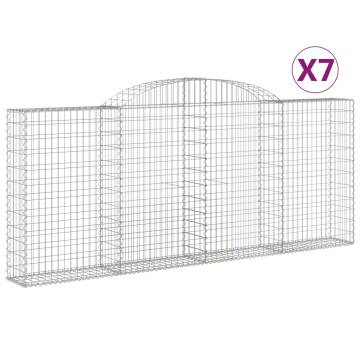 Arched Gabion Baskets 7 pcs 300x30x120/140 cm Galvanised Iron