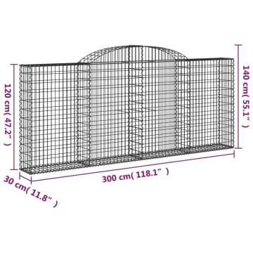 Arched Gabion Baskets 7 pcs 300x30x120/140 cm Galvanised Iron