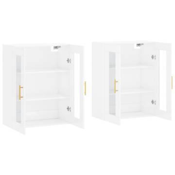 Wall Mounted Cabinets 2 pcs High Gloss White Engineered Wood