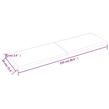 Bathroom Countertop 220x60x(2-6) cm Untreated Solid Wood