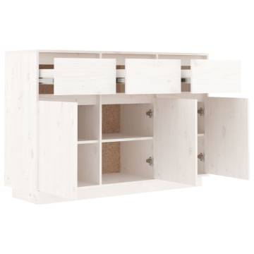 Sideboard White 110x34x75 cm Solid Wood Pine