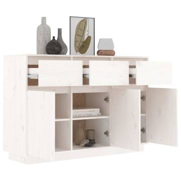 Sideboard White 110x34x75 cm Solid Wood Pine