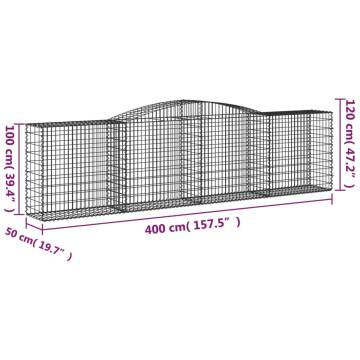 Arched Gabion Baskets 15 pcs 400x50x100/120 cm Galvanised Iron