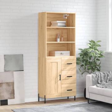 Highboard Sonoma Oak 69.5x34x180 cm Engineered Wood