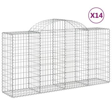 Arched Gabion Baskets 14 pcs 200x50x100/120 cm Galvanised Iron