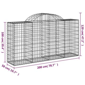 Arched Gabion Baskets 14 pcs 200x50x100/120 cm Galvanised Iron