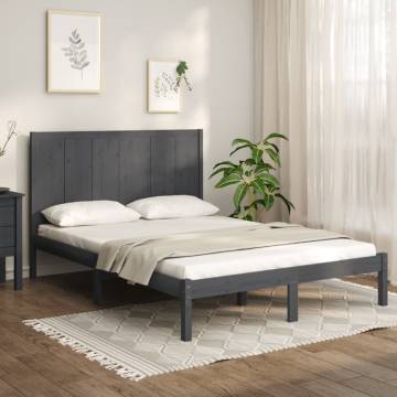 Bed Frame Grey Solid Wood Pine 120x200 cm