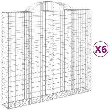 Arched Gabion Baskets 6 pcs 200x50x180/200 cm Galvanised Iron