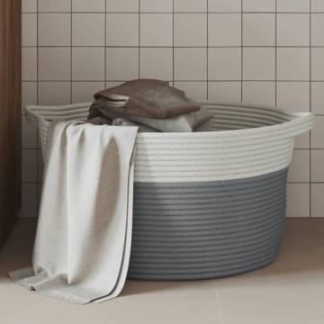 Storage Basket Grey and White Ø40x25 cm Cotton