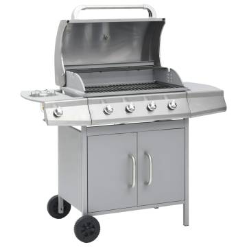 Gas Barbecue Grill 4+1 Cooking Zone Silver Stainless Steel