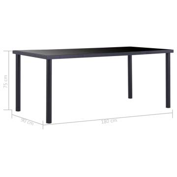 Dining Table Black 180x90x75 cm Tempered Glass