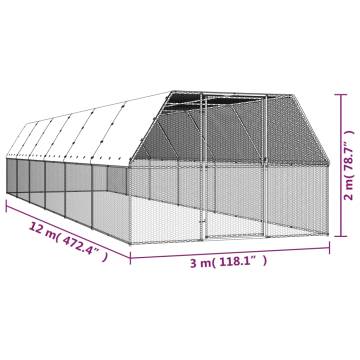 Outdoor Chicken Cage 3x12x2 m Galvanised Steel