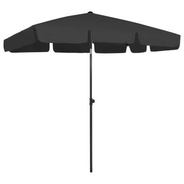 Beach Umbrella Black 200x125 cm