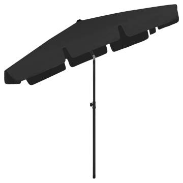 Beach Umbrella Black 200x125 cm