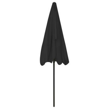 Beach Umbrella Black 200x125 cm