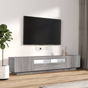 2 Piece TV Cabinet Set with LED Lights Grey Sonoma Engineered Wood