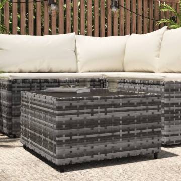 Square Garden Coffee Table Grey 50x50x30 cm Poly Rattan